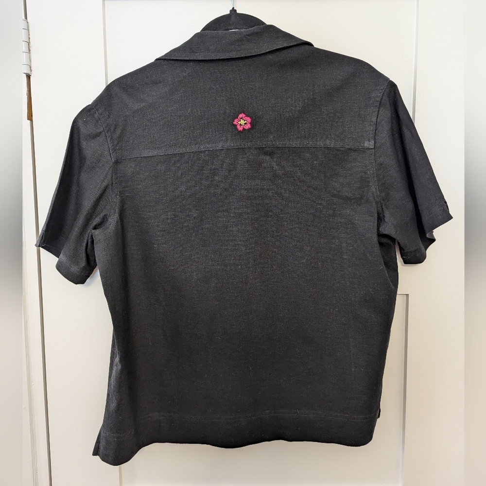 Retro Linen Beach Floral Button Down SunBay Sport Top - Picture 2 of 7